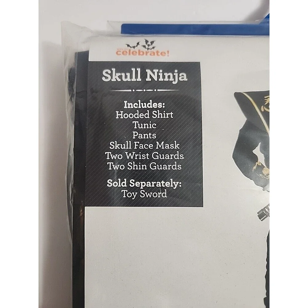 Boys/Girls XL  (14/16) Skull Ninja Halloween Costume Complete NEW!